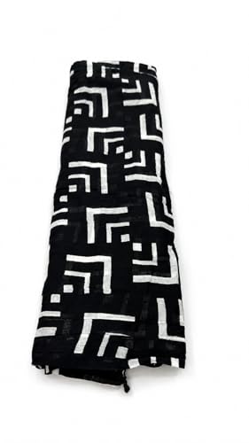 Image of Tz-Women's Pure Cotton Dupatta, Black and White Floral Print, 2.5 Metres, Lightweight Summer Wrap pk-001