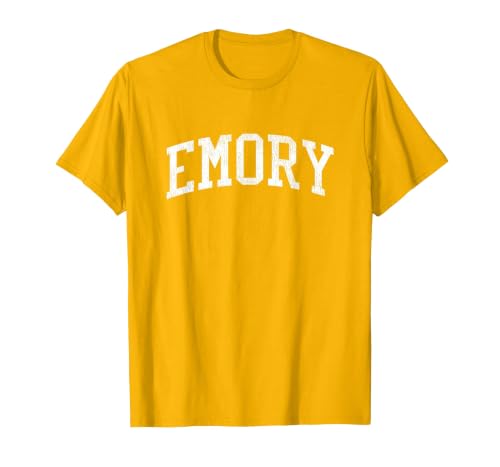 Emory TX Vintage Athletic Sports JS02 T-Shirt, Men, Golden Yellow, Large