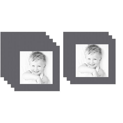 10x10 Granite/Mountain Grey Custom Mat for Picture Frame with 6x6 Opening Size (Mat Only, Frame NOT Included) - 8 Pack
