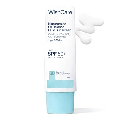 WishCare 5% Niacinamide Oil Balance Fluid Sunscreen SPF 50 PA++++ - Lightweight Matte Sunscreen SPF 50 for Oily Skin & No White Cast 50g