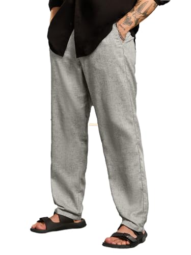 Pantalon en lin coupe droite et léger couleur graphite