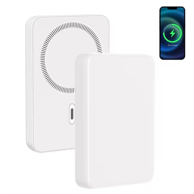 Caricatore Wireless Magnetico 15W, Tecnologia di Dissipazione del Calore a Grafene, Controllo della Temperatura in Tempo Reale, Bianco