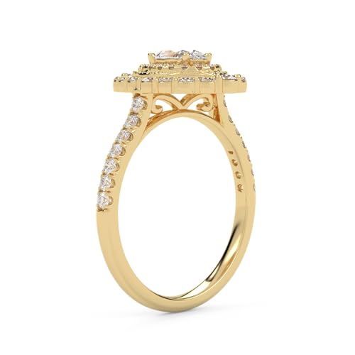 SAVEARTH DIAMONDS Double Halo Solitaire Engagement Rings for Women, Center 6x4MM Oval and Round Cut Lab Created Moissanite Ring In 10K / 14K Solid Gold OR 925 Sterling Silver4