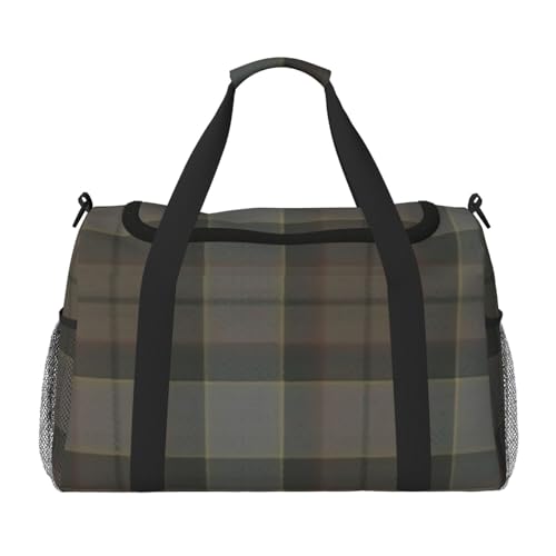 Outlander Fraser Tartan Pattern Lightweight Travel Duffle Bag – Spacious Overnight Bag With Mesh Side Pockets, Adjustable Strap & Reinforced Design