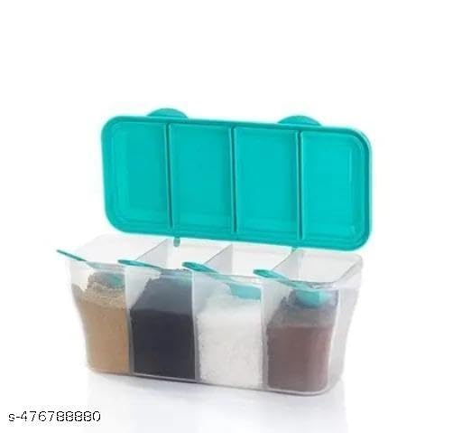 4 Section Container for Vegetables, dryfruits, Spices, Grocery, Pickles, and Multipurpose 4 in 1 for Kitchen & Storage Containers Airtight, 1800 ML with 4 Spoons 1