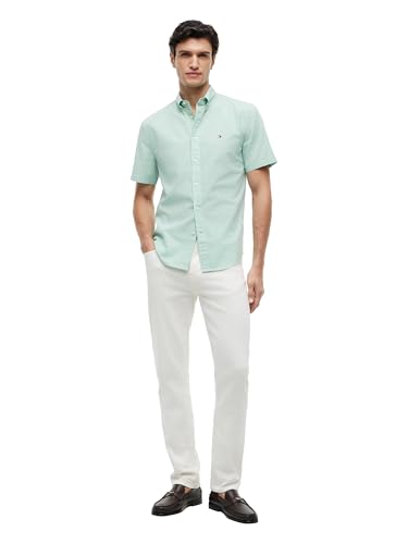 Image of Tommy Hilfiger Men's Short Sleeve Poplin Shirts in Regular Fit, Men's Button Down Shirts