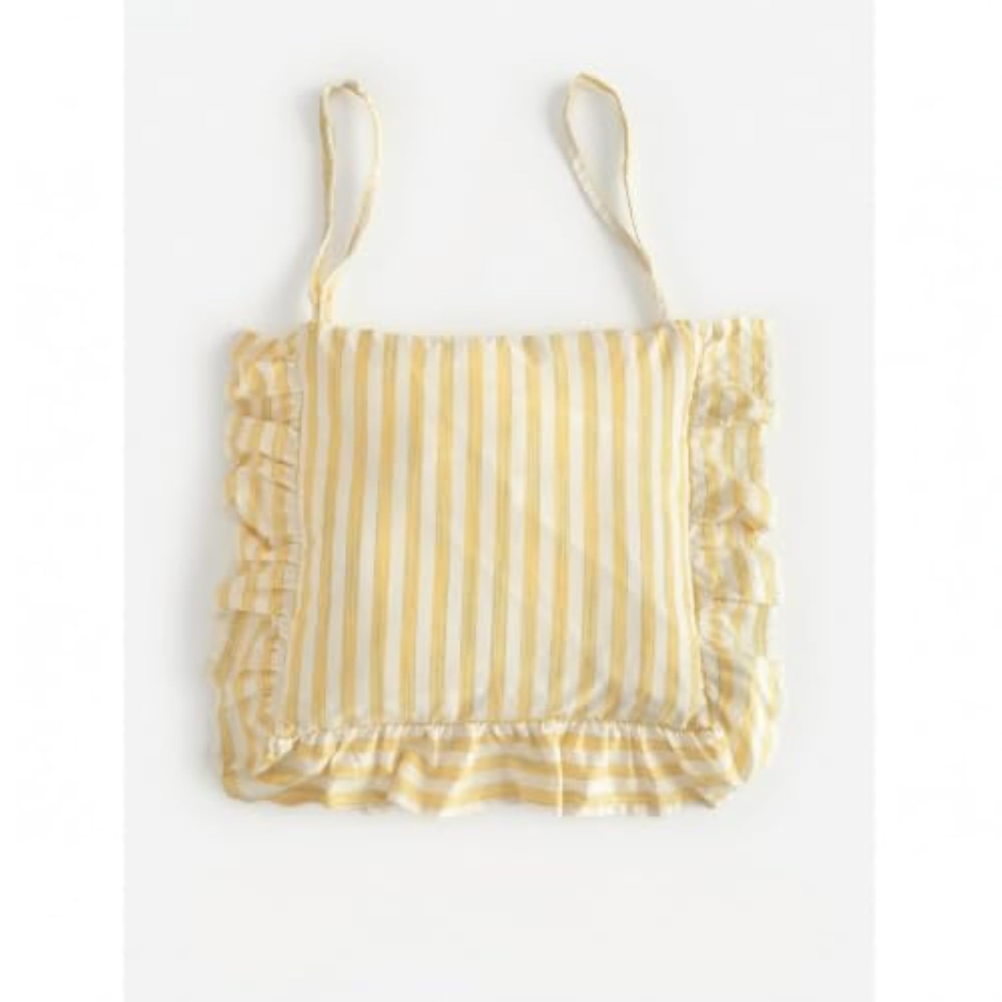 Cotton Vintage-Style Ruffled Chair Cushion with Ties