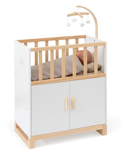 ELLA & PIET® Puppenbett Cozy mit Schrank und Mobile aus Holz...