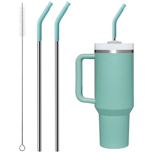 Bluwing Replacement Metal Straws with Silicone Tip for 40oz Stanley Cup