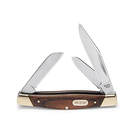 Buck Knives 373 Trio 3-Blade Folding Pocket Knife with Wood Handle Cover