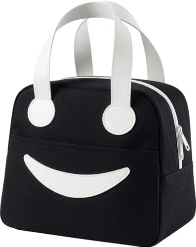 Image of Toy Imagine 6.5L Insulated Lunch Bag for Kids Office School Men Women Smiley Face Tiffin Bag Snack Tote Bag Compact Portable Leak Proof Tiffin Pouch Hot and Cold Lunch Box Bag for Boys & Girls(Black)