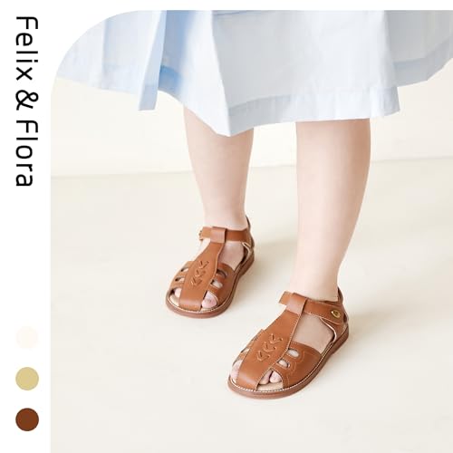 Image of Felix & Flora Toddler Girls Sandals Soft Rubber Princess Flat Shoes Flower Girl Shoes