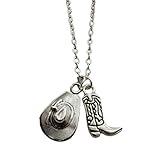 Cowboy Boot Necklace, Western Jewelry Charm, Cowboy Hat Pendant, Cool Man Woman Necklace