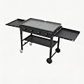 36-Inch Flat Top Gas Griddle, 4-Burner Propane Grill Station (60,000 BTU) with Foldable Shelves & Wheels, Heavy Duty Cast Iron Outdoor Flattop Grill for Backyard BBQ, RV Camping & Pan-Frying