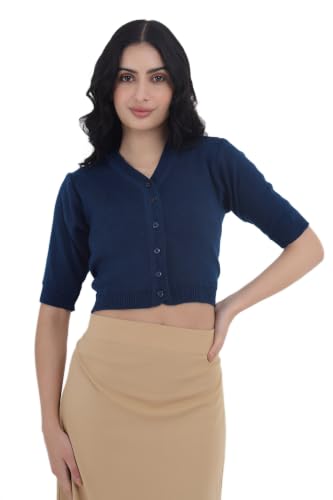 Image of Women Winter Wear V-Neck Half Sleeves Regular Fit Woollen Blouse
