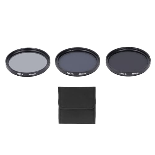 Juego de Filtros ND, con Filtro ND2, Filtro ND4 y Filtro ND8 Filtro de Lente de Cámara Antisobreexposición con Revestimiento Multicapa HD para Accesorios de Disparo (49mm)