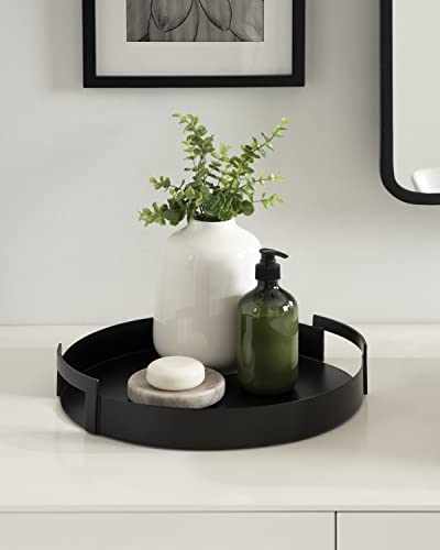 Kate And Laurel Myo Modern Round Metal Tray, 15 Inch Diameter, Black, Decorative Circular Tray For Storage And Display #TOP1
