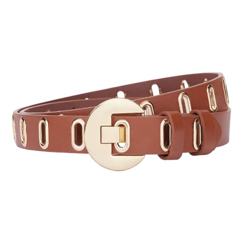 Unique Hollow Flat Hole Waist Belt for Women Men Fashion Faux Leather Belts Decorative Buckle Waistband