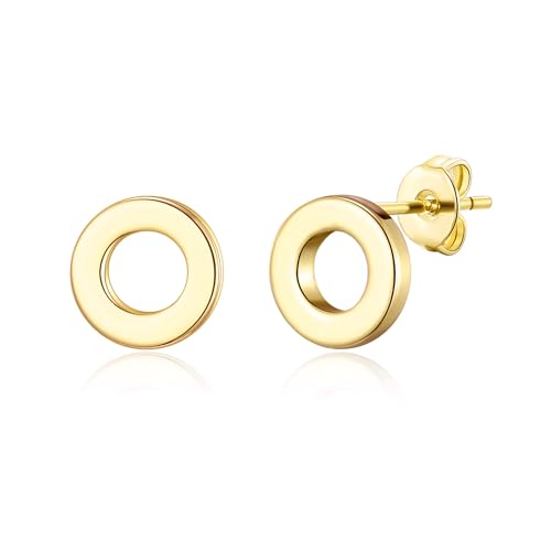 Philip Jones 18k Gold Plated Circle Stud Earrings