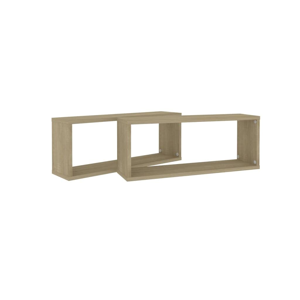 vidaXL Étagères Murales Cube 2 pcs, Supports Suspendus, Tablettes Flottantes, Meubles de Salon Salle de Séjour, Chêne Sonoma Bois d'Ingénierie
