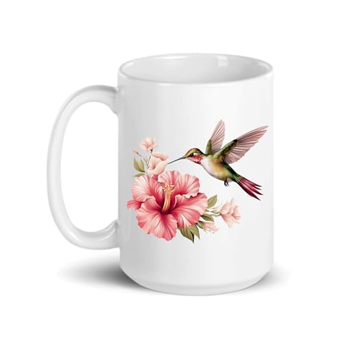 Taza de cerámica con diseño de colibrí 15 oz