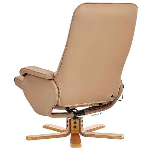 Massagesessel in Hellbraun aus Kunstleder mit Heizfunktion u. Fußhocker RelaxPro – Bild 7