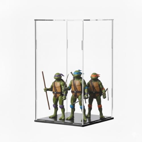 Image of RAPAL Clear Acrylic Display Case,7 x 7 x 10 inch Self Assemble Small Display Box Stand with Black Base, Dustproof Protection Showcase for Collectibles Memorabilia Figurines