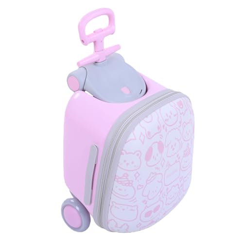 Luocute Equipaje para Niños con Asiento, Maleta de Mano de 20 Pulgadas, Equipaje para Niños 2 en 1 con Ruedas Flexibles y Barandilla, para Viajes en Avión