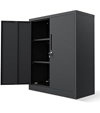 Amazon.co.jp: DEWEL スチール書庫 鍵付きキャビネット 両開きタイプ