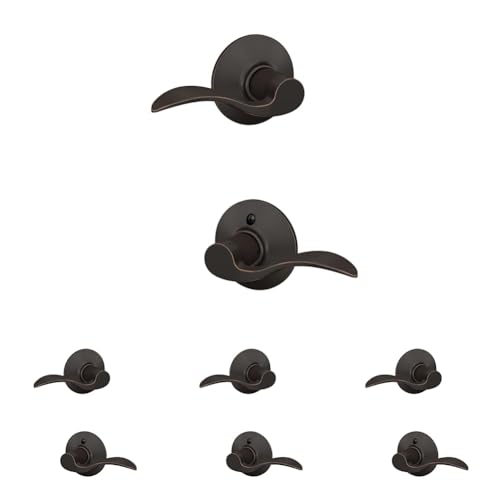 Image of Schlage F10 ACC 716 Accent Door Lever, Hall & Closet Passage Lock, Aged Bronze (Pack of 4)