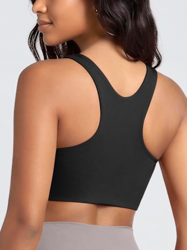 Image of ODODOS Racerback Tank Bra for Women High Neck Non Padded Medium Support Sports Bra Workout Yoga Crop Tops