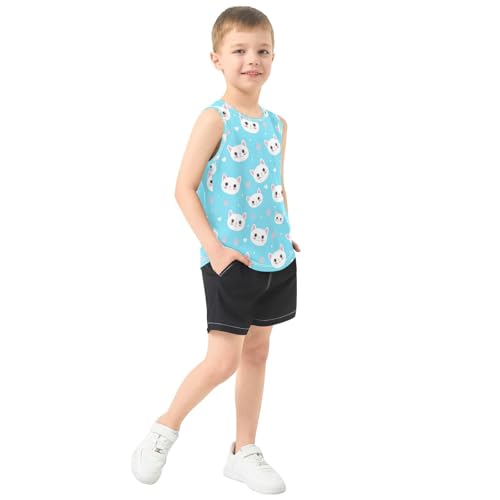 J JOYSAY Cat Paw Hearts Blue Boys Tank Top Sleeveless Muscle Shirts Quick Dry Kids T-Shirts 3-15T4