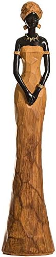 CASA FEBUS - Golden African Woman Sculpture, Maasai Lady Figurine, Statue Decor Collectible Art Piece 4" X 17"