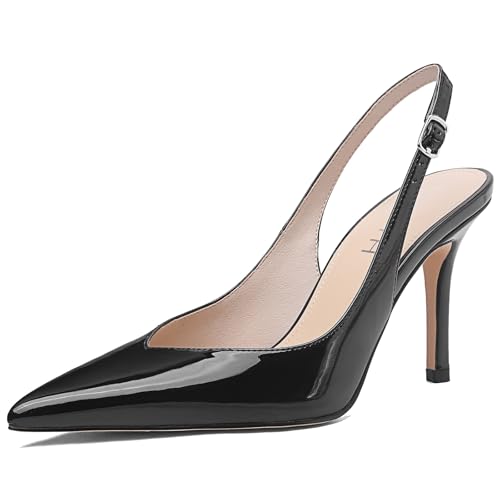 Image of Slingback Heels for Women Pointed Toe Stiletto Pumps High Heel Dress 3.46in