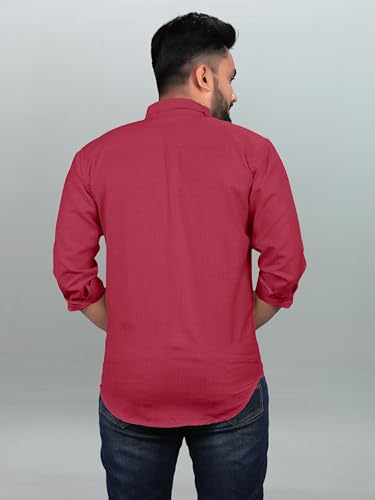 Image of Men Regular Fit Solid Spread Collar Casual Shirt