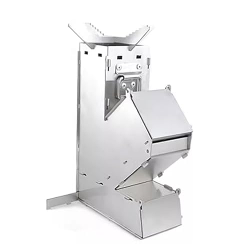 Rocket Stove Inox Pliable Montage Simple et en Acier Inoxydable. Poêle Camping Pliable Idéal pour la Préparation de Repas en Déplacement.(17.5x8.5x28cm)
