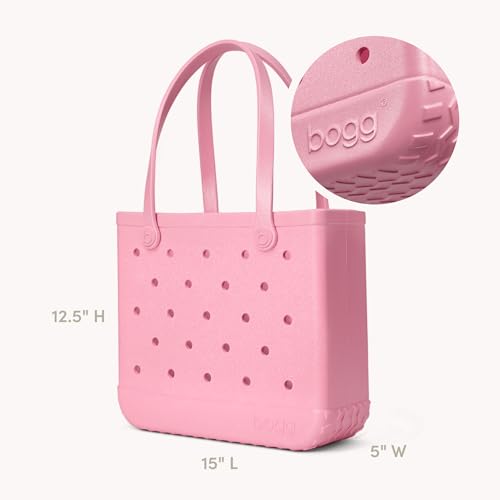 Image of BOGG BAG Medium Tote - 15 inch x 12.5 inch x 5 inch - Durable, Washable, Tip-proof - Beach, Pool, Boat, Work, Sports (Bubblegum Shimmer)