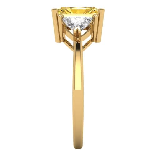 2.82 ctw Emerald Cut Solid Gold Engagement Ring for Women - 14K Yellow Gold - Natural Citrine Wedding Promise Ring for Her3