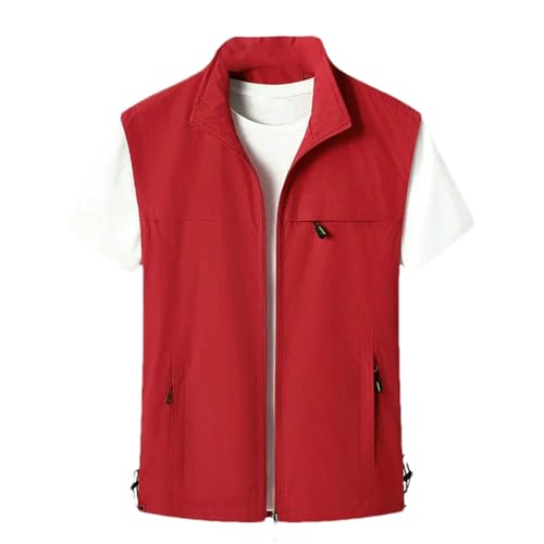 Chaleco casual de múltiples bolsillos hombre chaqueta sin mangas de malla ligera casual