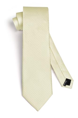 Image of HISDERN Mens Ties Plaid Tie and Pocket Square Set Classic Woven Formal Checkered Neckties & Handkerchief Wedding Party