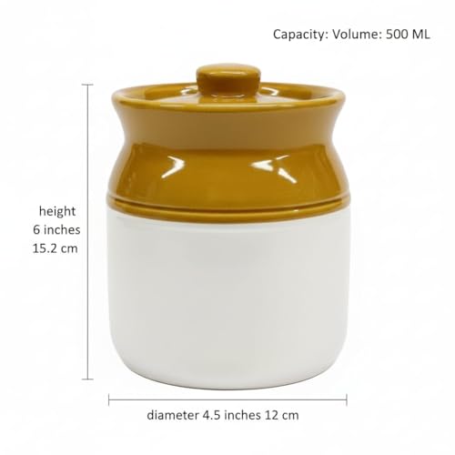 Image of Ceramic Pickle Jars With Lid|Barni|Containers|Storage Jar For Spice Pickle Chatni Achar|Hand Painted Ceramic Barni|Achar Ki Barni|Pack Of 2 (500 Ml & 1000 Ml) PJ-LW-1005,Multicolor