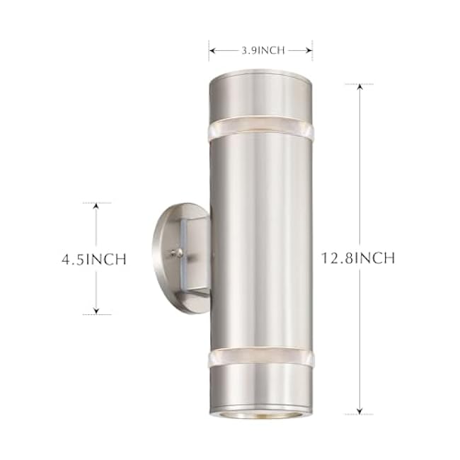 Cerdeco Modern Porch Light Outdoor Wall Lighting Cylinder Wall Sconce Nickel Finished