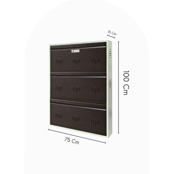 Image of StayHappy Shoe Rack | 3 Door Metal Shoe Rack with Powder Coating | Chappal Rack for Home | Durable Footwear Rack (Dark Brown)