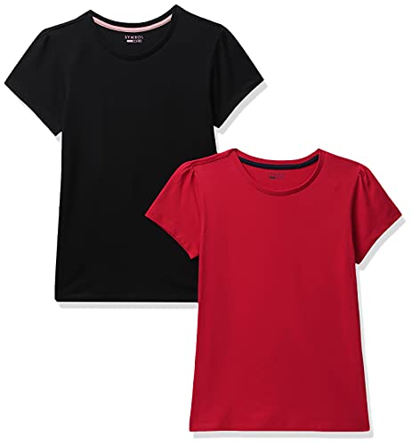 Image of Amazon Brand - Symbol Girl's Regular Fit T-Shirt (PAG 504 Black & Red 11-12 Years)