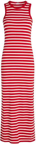Tommy Hilfiger Damen Kleid Midi Dress Slim Fit, Mehrfarbig (Primary Red/Ecru STP), XS – Ansicht 3