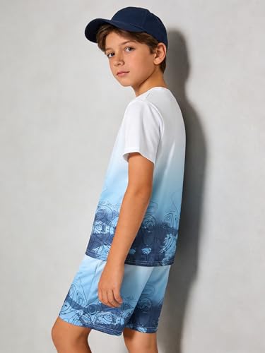 Image of Kid Toddler Baby Boys Clothes Tie-dye Palm Leaf Top 2Pcs Summer Shorts Set
