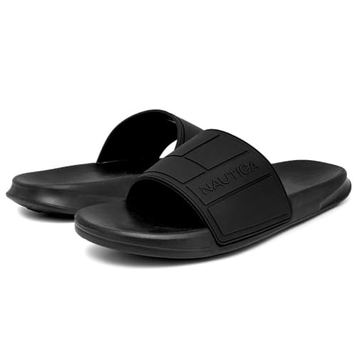 Image of Nautica Men's Open Toe Slide Sandals - Comfortable Indoor & Outdoor Shower Slippers