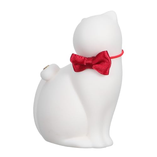 CLISPEED Porta Incienso de Cerámica con Forma de Gato Blanco Quemador para Varitas con Base de Bambú Soporte Decorativo para Yoga SPA y Ambiente Relajante en Hogar Adorno Funcional