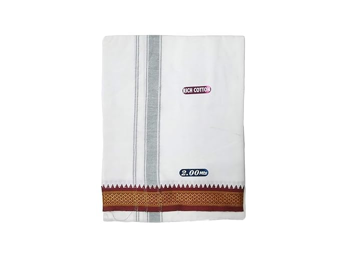 Cotton Rich Mundu Dual Border Lungi (White)-image-17