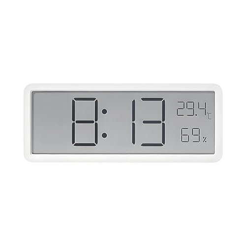 Image of DeWire Temperature and Humidity Monitor Hygrometer with Digital Clock - Large HD INS Display Wall or Desk Clock with Date, Easy Setup, AAA Battery Power